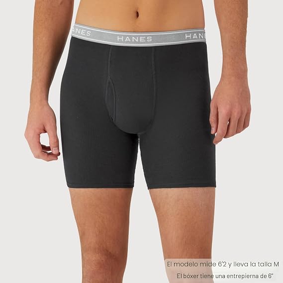 Hanes Paquete de 6 calzoncillos tipo bóxer para hombre, de algodón fresco y transpirable