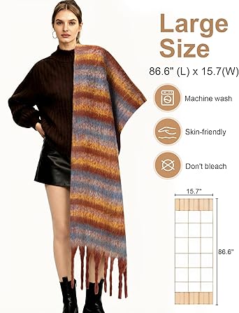 Bufanda de invierno Darller para mujer, de cuadros gruesa