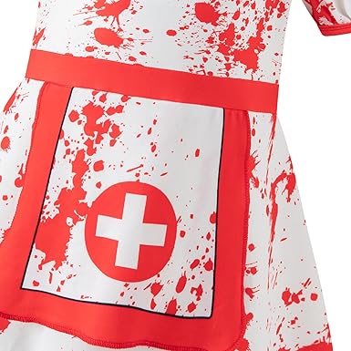Disfraz de enfermera zombi de Halloween para niñas con diadema, para fiesta