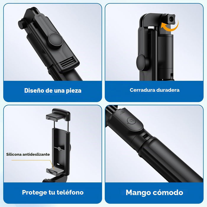 Trípode para selfie retráctil con control remoto inalámbrico para fotografía