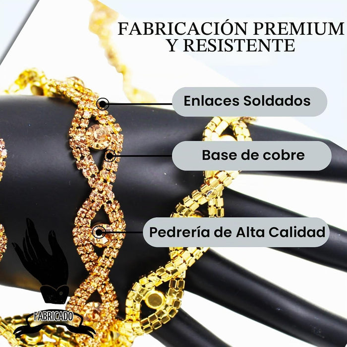 Cadena de Adorno de Diamantes de Imitación de 1 Yarda Dorado