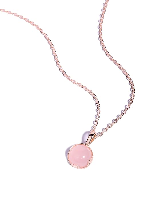 Collar con colgante de cristal redondo rosa de diseño elegante y sencillo