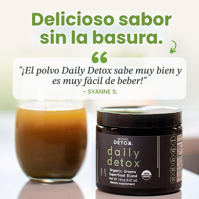 Myers Detox Daily Greens Organic Detox Greens Polvo con brotes de brócoli, 30 porciones