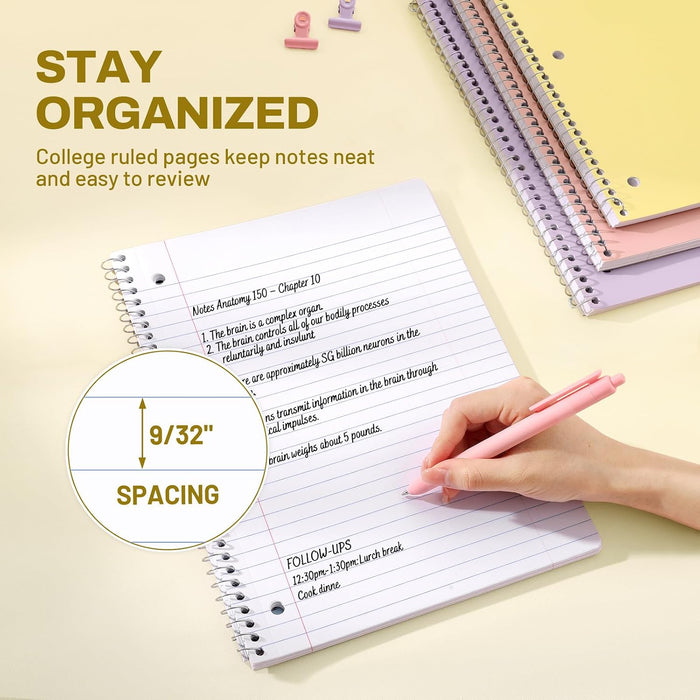 SUNEE 20 Cuadernos en espiral de 1 materia tamaño 8 x 10-1/2 pulgadas, 70 hojas por cuaderno