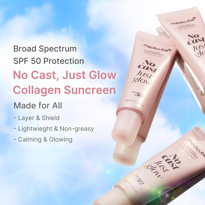medicube No Cast Just Glow - Protector Solar de Colágeno de Amplio Espectro SPF 50