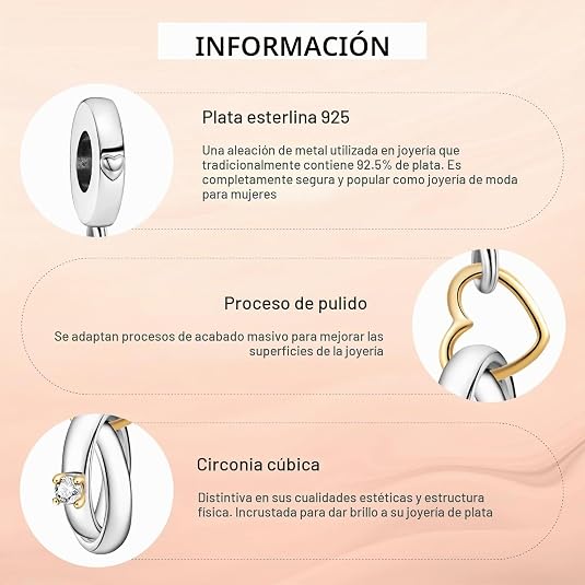 Annmors Charms de plata de ley 925 para pulseras Pandora Moments de mujer