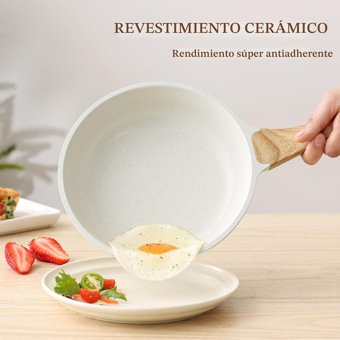SENSARTE Sartén antiadherente de cerámica con tapa, sartén para tortilla