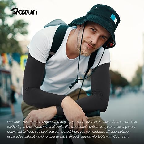 ROXUN Mangas de brazo unisex, compresión deportiva de protección solar UV refrescante