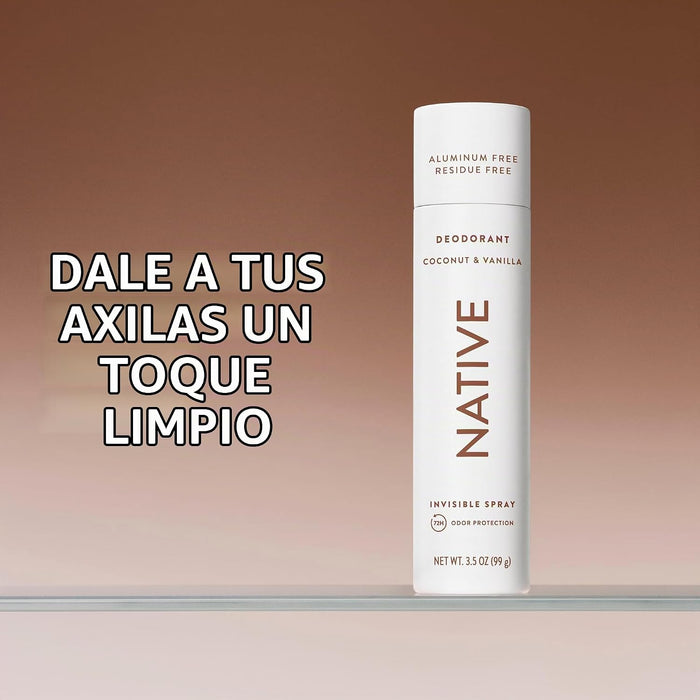 Native Spray corporal sin aluminio, aroma a coco y vainilla, 3.5 onzas