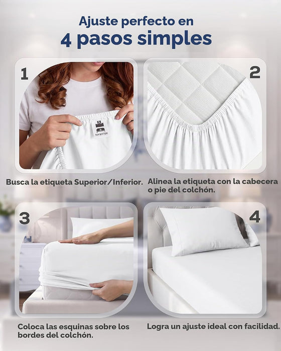 Utopía Bedding Sábana ajustable, resistente a las arrugas, a la decoloración y a las manchas para cama QUEEN