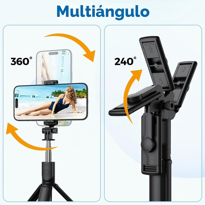 Trípode para selfie retráctil con control remoto inalámbrico para fotografía