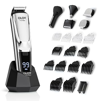 OLOV Recortadora de barba, kit de aseo para hombre de 21 piezas para barba y bigote