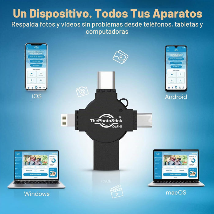 ThePhotoStick® Omni X - 64GB - Copia de seguridad segura de fotos y video y transferencia
