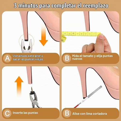Juego de 24 pares de puntas de repuesto de tacón alto de 6 tamaños
