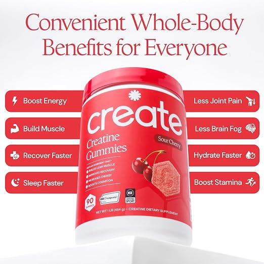 Crea gomitas de monohidrato de creatina para hombres y mujeres 90 unidades