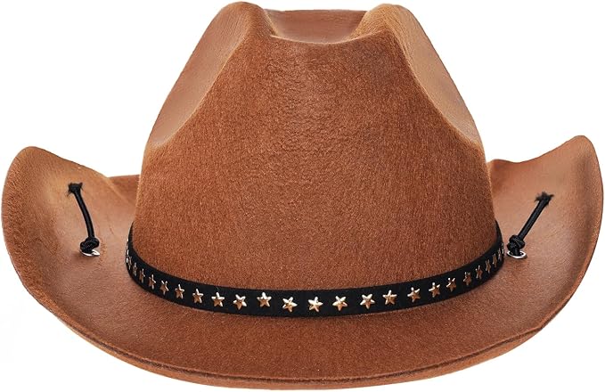 Sombrero de vaquero café con bandanas rojas para disfraces