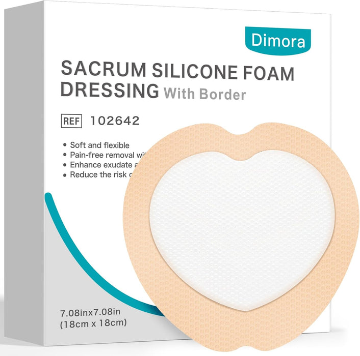 Apósitos de espuma de silicona Dimora para úlceras por presión en el sacro, 7"x7" (20 unidades)