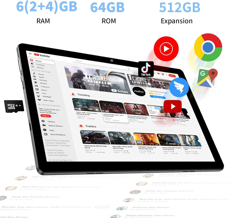 Tablet 10.1 pulgadas Android 13, pantalla táctil IPS HD