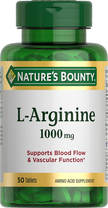 Nature’s Bounty L-Arginina 1000mg para apoyar el flujo sanguíneo y la función vascular