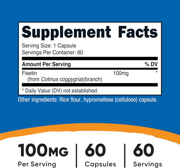 Nutricost Fisetin Cápsulas 100mg, 60 Cápsulas, Antioxidante Natural