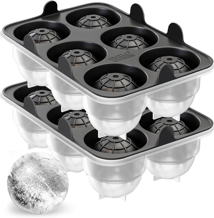 Bandejas redondas grandes para cubitos de hielo, juego de 2, moldes de silicona