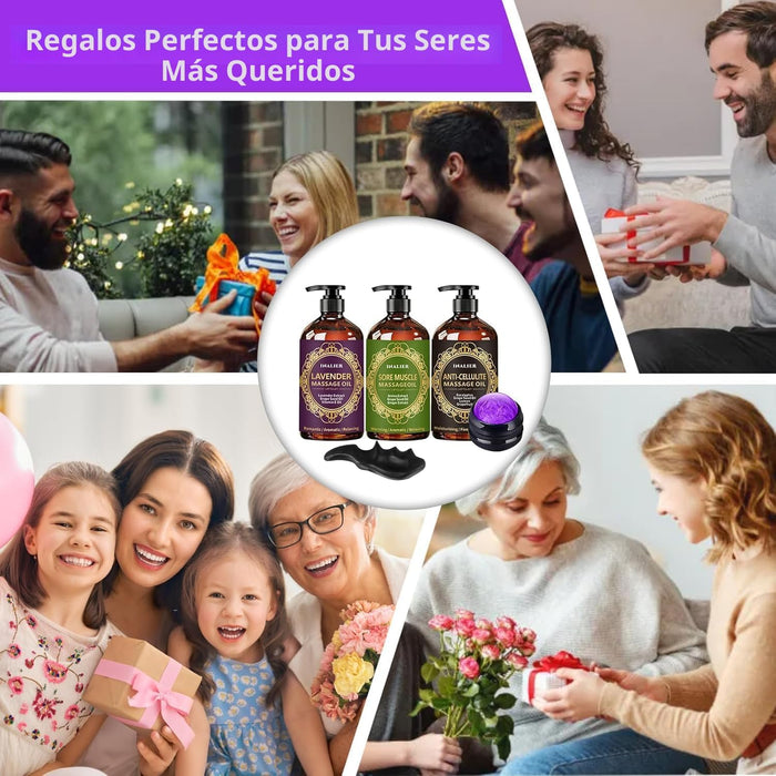 Aceite de masaje para terapia de masaje, paquete de 3 aceites de masaje para celuliti
