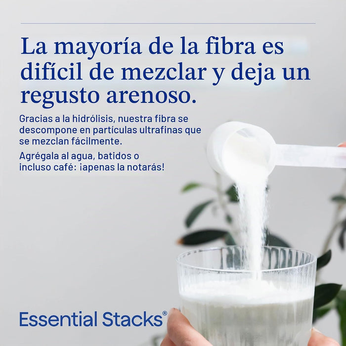 Essential Stacks Suplemento en polvo de fibra prebiótica probada por terceros con fibra solar