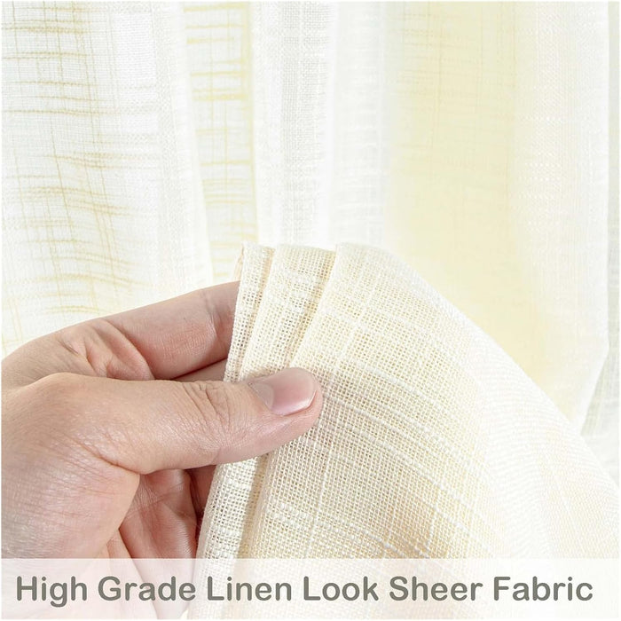 Par de Cortinas transparentes, visillos, cortinas de voile semitransparentes con ojales 52*63