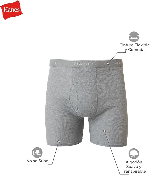 Hanes Paquete de 6 calzoncillos tipo bóxer para hombre, de algodón fresco y transpirable