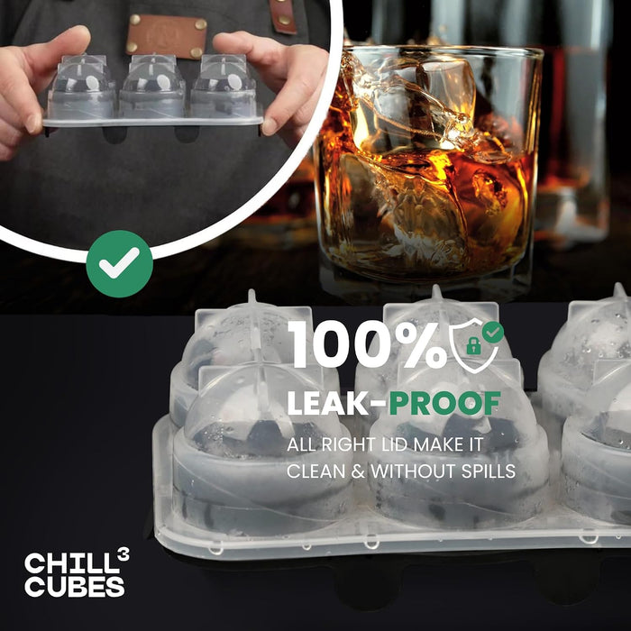 Bandejas redondas grandes para cubitos de hielo, juego de 2, moldes de silicona