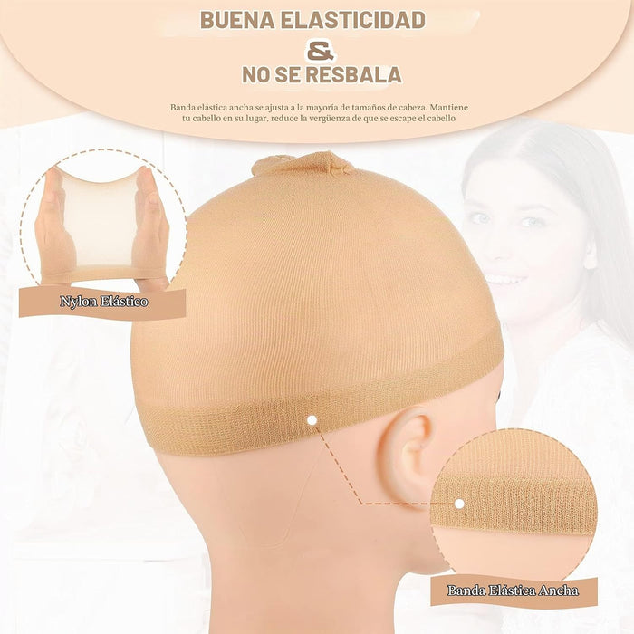 100 gorros para peluca de nailon elástico