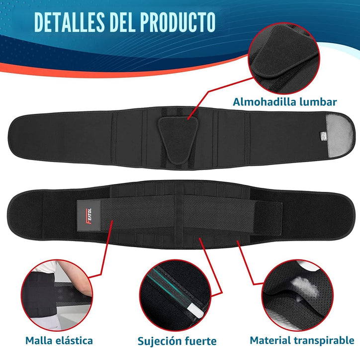 FEATOL Cinturón de apoyo lumbar, soporte para alivio del dolor de espalda, ciática, escoliosis
