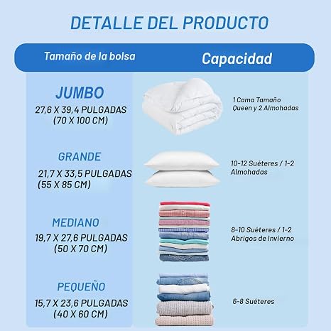 Fygrip Bolsas de almacenamiento al vacío con bomba de mano, 80% ahorradoras