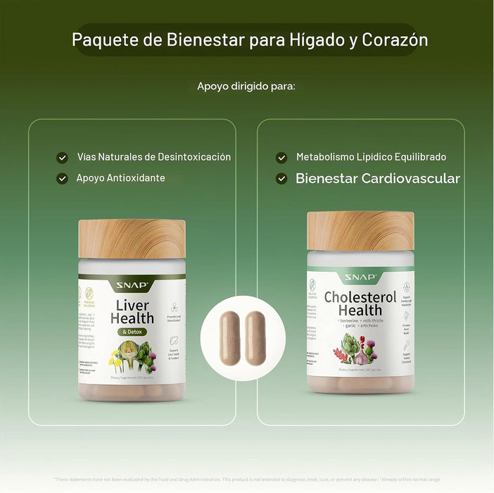 Snap Supplements Paquete de suplementos para la salud del hígado y el colesterol, 60 Capsulas