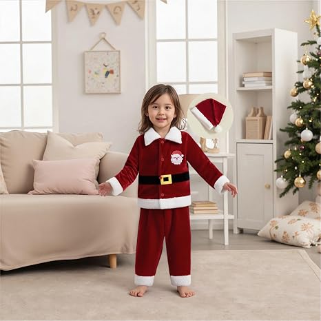 Conjunto de ropa de Papá Noel para bebés y niños pequeños