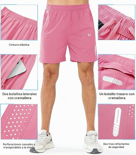 NORTHYARD Pantalones cortos deportivos para correr para hombres con tiras reflectantes plateadas