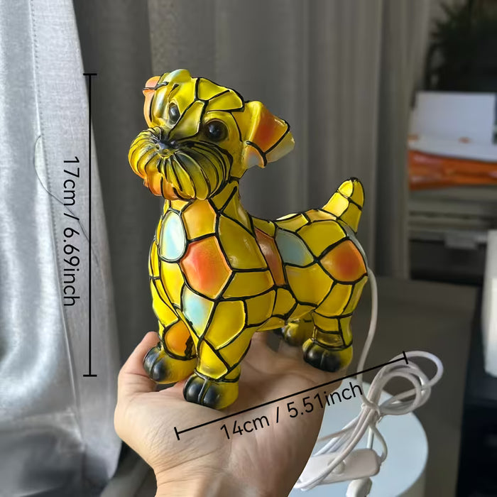 Figura Coleccionable, Lámpara LED de Perro Schnauzer - Luz de Noche de Resina USB