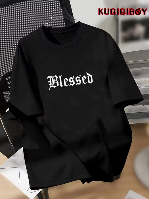 Camiseta Casual de Manga Corta BLESSED para hombre