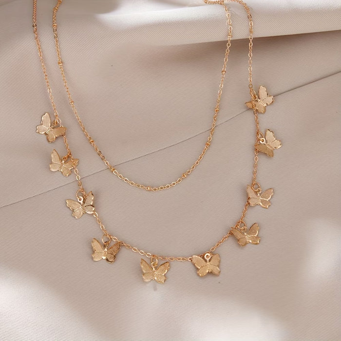 Collar de 2pcs con Colgante Mariposa Dorada para Mujeres