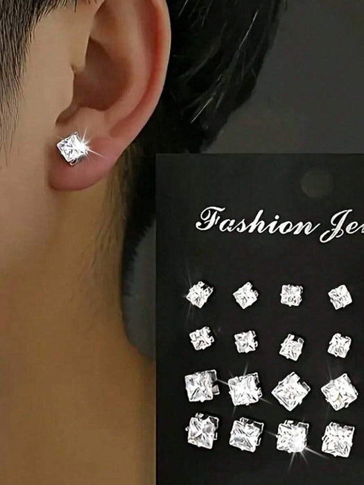 SHEIN 24 piezas Pendientes de botón de estilo geométrico redondo