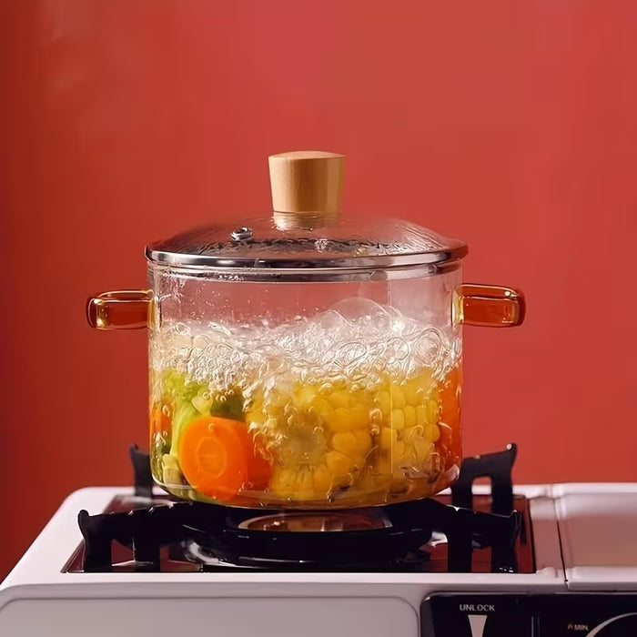1 olla a baja temperatura de borosilicato resistente al calor con cubierta y doble asa