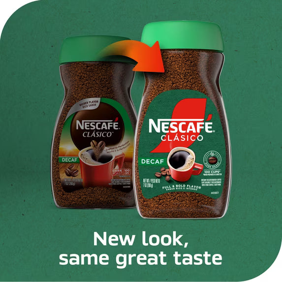 Café descafeinado tostado oscuro NESCAFÉ CLÁSICO, café instantáneo, 7 oz
