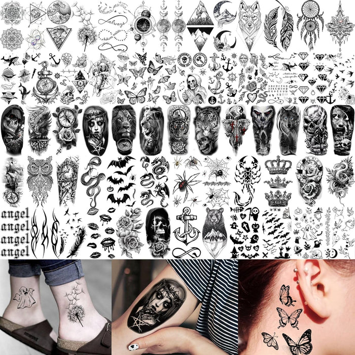 73 hojas de tatuajes temporales realistas de guerrero león para hombres adultos - Quierox - Tienda Online