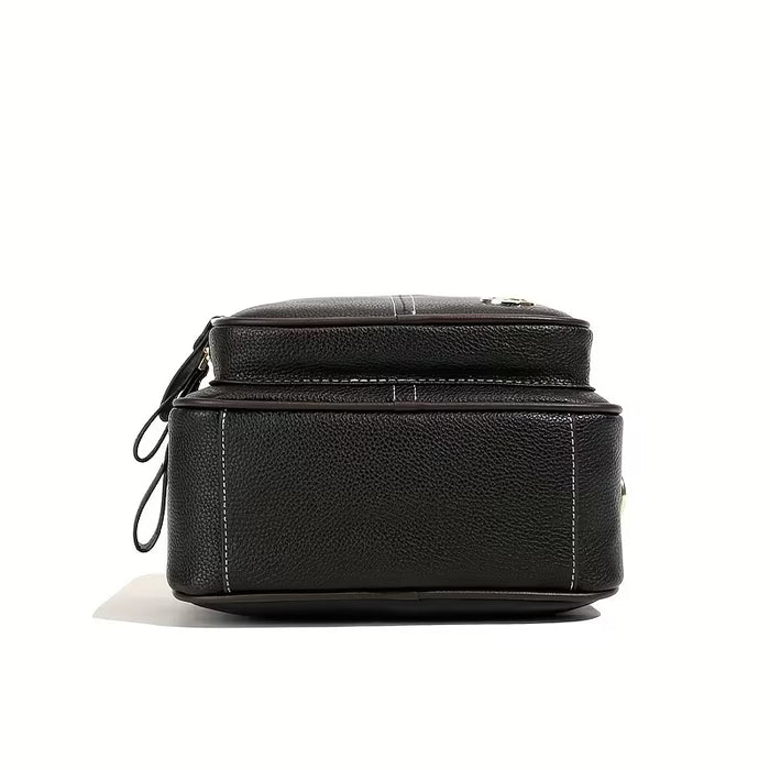 Bolso bandolera de PU de color sólido, compacto y portátil para mujer