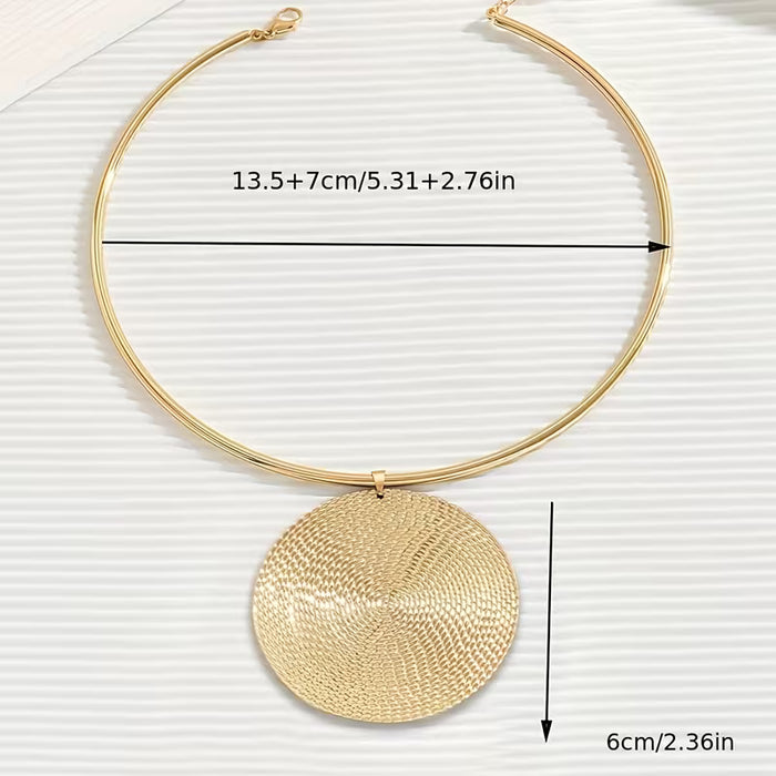 Collar con colgante de huella dactilar redondo, elegante y minimalista para mujer