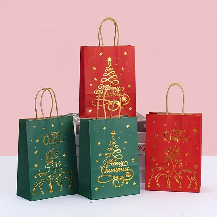 Juego de 32 Bolsas de Regalo Navideñas con un Extremo Metálico Rojo y Verde