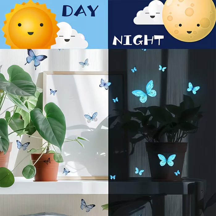 25 piezas de pegatinas luminosos para pared con forma mariposa, decoración adhesiva