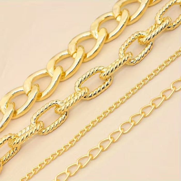 Set de 4 pulseras de cadena múltiple con personalidad exagerada