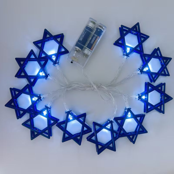 1 Luz led de estrellas Decorativas Judías para Hanukkah, Decoración para el Hogar