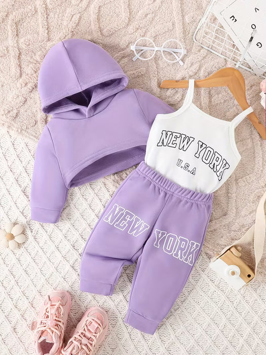 Conjunto de tres piezas para bebé niña de otoño e invierno